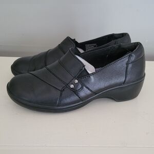 Black Leather Clogs Shoes